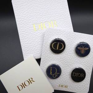 14608-1【未使用】Chiristian Dior/クリスチャンディオール/ピンバッジ/ノベルティ/ブラック 2/ネイビー 2/4点セット