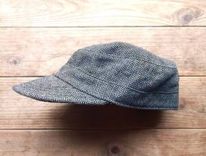 送料無料♪黒タグ♪USA製NEW YORK HAT 二ューヨークハット ウールキャスケット帽子 size L(約58㎝) ヘリンボーン 美品 アメリカ製 古着