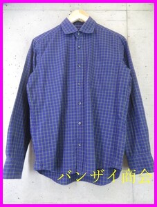 1190s13◆日本製◆Aquascutum アクアスキュータム 長袖チェックシャツ M/ジャケット/ブレザー/スーツ/コート/メンズ/男性/紳士