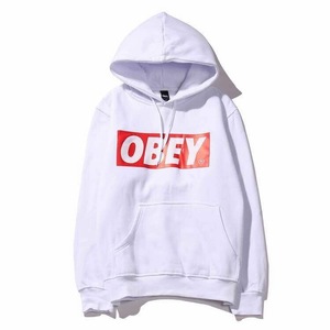 メンズ レディース OBEY フーディーパーカー プルオーバー ホワイト L カジュアルストリート 人気 y2k スウェット アウター インポート