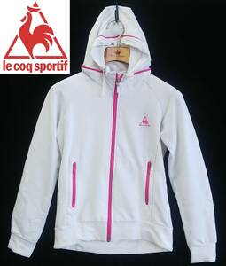 ●le coq sportif*パーカー*サイズＭ*伸縮*ホワイト*フード首元収納*デサント*レディース*アウトドア*ジョギング*スポーツ*ルコック #4661