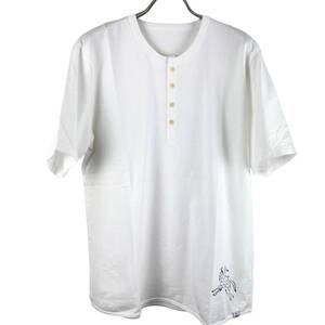 VISVIM(ビズビム) Collarless Horserider Pattern T Shirt (white)