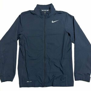 美品！NIKE ナイキ トラックジャケット ナイロンジャージ ストレッチ トレーニング ランニング DRI FIT ネイビー 紺色 メンズ Mサイズ