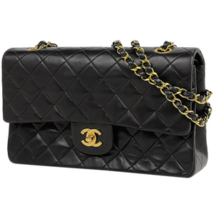 シャネル CHANEL マトラッセ Wフラップ チェーン ショルダーバッグ ココマーク ショルダーバッグ レザー ブラック A01112 レディース 中古