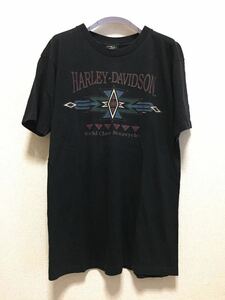 90s HARLEY DAVIDSON ヴィンテージ Tシャツ USA製 ハーレーダビッドソン 黒 ラメ入り M /バイカー USA古着 90年代ヴィンテージ 1995