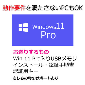 動作要件を満たさないPCもOK Windows 11 Pro 64bit 新規インストールセット G