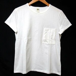 クリーニング済 美品 HERMES エルメス 胸ポケット刺繍 エンブロイダリー 半袖 Tシャツ カットソー 34サイズ ホワイト