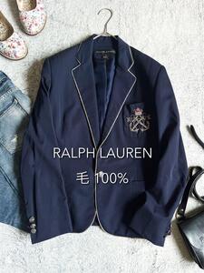 【RALPH LAUREN】ラルフローレン 紺ブレザー 銀パイピング 銀釦