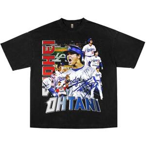 大谷翔平 Dodgers ドジャース Tシャツ ブラック バックプリントあり