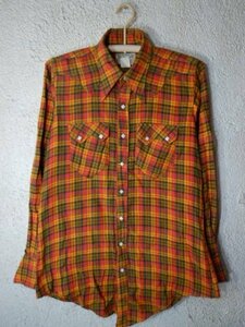 to3858　激レア　Rockmount Ranch Wear　ロックマウント　アメリカ製　70ｓ　長袖　チェック　ウエスタン　シャツ　ネルシャツ　人気