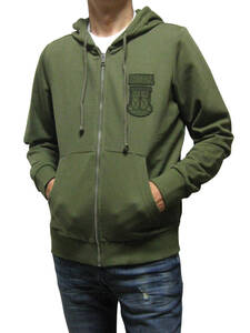 新品 直輸入 DIESEL ディーゼル ロゴワッペン ジップアップ パーカー カーキ Mサイズ S-GINN-HOOD-ZIP-K10 A11554 0HAYT