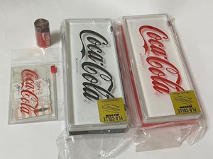 Coca-Cola コカ・コーラ プラコレ ペンケース 2点 + 付箋 + 消しゴム 展示未使用品