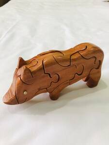 知育玩具 立体 パズル 動物 木 おもちゃ サイ 犀 ライナースレス rhinoceros