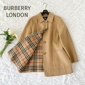 ☆BURBERRY LONDON☆バーバリーロンドン 大きいサイズ ノバチェック カシミヤ混 ショートコート サイズ13