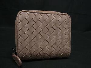 1円 BOTTEGA VENETA ボッテガヴェネタ イントレチャート レザー 二つ折り 財布 ウォレット 小銭入れ 札入れ ピンクブラウン系 FG3528