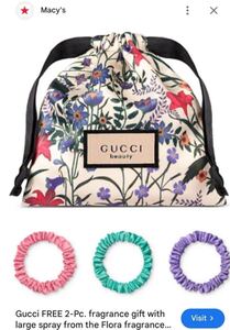 未使用 新品 花柄 GUCCI 香水購入時のノベルティ　巾着+ シュシュ ヘアゴム ノベルティー