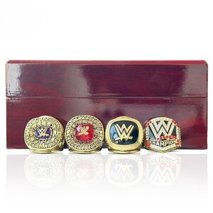 送料無料 非売品 WWE殿堂 4点セット ワールド・レスリング・エンターテインメント 優勝(4回) チャンピオ リング 指輪 記念品 MVP 優勝