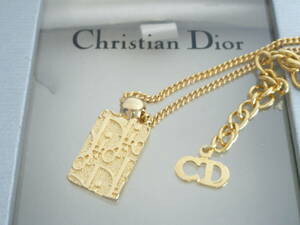 63775◆ネックレス Christian Dior/クリスチャンディオール トロッター プレート ストーン ゴールドカラー/金色 アクセサリー 装飾品◆