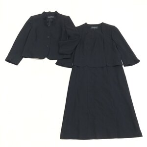 ●Genie Elever 東京ソワール ワンピース アンサンブル スーツ 13(XL) 黒 ジャケット 喪服 礼服 ブラックフォーマル LL 2L ゆったり 大きい