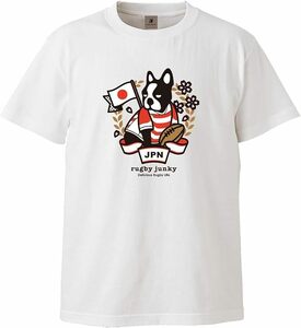 ★ラグビー ジャンキー S 半袖 コットン Tシャツ 日本代表 ジャパン クラウディオパンディアーニ ホワイト 白 ワールドカップ 日本 