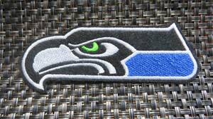 左SH黒青海鷹▲新品NFLシアトル・シーホークスSeattleSeahawks刺繍ワッペン■激渋US洋服DIY■アメリカ◎アメフト　アメリカンフットボール