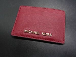 ■美品■ MICHAEL KORS マイケルコース レザー カードケース カード入れ パスケース 定期入れ ボルドー系 DH1447