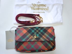 ● Vivienne Westwood ショルダーバッグ 2WAY ポーチ タータンチェック ORB 新品 クラッチバッグ MADE IN ITALY 革 レザー ハンドバッグ