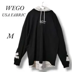 【ウィゴー】WEGO USA FABRIC　パーカー　フーディー　レイヤード　M