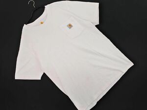 ネコポスOK Carhartt カーハート ORIGINAL FIT ポケット ロゴ Tシャツ sizeS/白 ■◆ ☆ egb9 メンズ