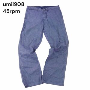 umii908 45rpm フォーティーファイブ 通年 ストライプ コットン ストレート パンツ Sz.36　メンズ 日本製　I4B01074_6#R