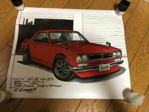 新品イラスト★スカイライン2000GT-R KPGC110 ケンメリ　旧車