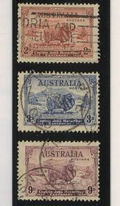 外国切手　AUSTRALIA 1934年 メリノシープ3種 (147-9) 使用済