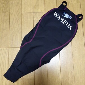 美品 早稲田 FS-PRO レースカット ハイカット SD48A01 Mサイズ SPEEDO 競泳水着 ブラック 黒 エンジステッチ スピード 高速水着 WASEDA