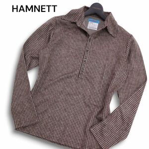 HAMNETT キャサリン ハムネット 秋冬 長袖 千鳥★ 起毛 ネル ポロシャツ Sz.L　メンズ 日本製　C4T07792_9#B