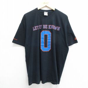 XL/古着 半袖 ビンテージ Tシャツ メンズ 00s アディダス adidas ワンポイントロゴ LET IT BE KNOWN コットン クルーネック 黒 ブラッ