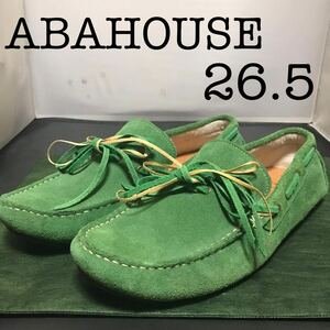 ABAHOUSE デッキシューズ 26.5cm 革靴 モカシン スエード グリーン　緑　42サイズ　美品