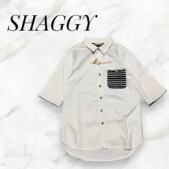 【レア！】SHAGGY シャギー 5分丈 白 シャツ（M） ホワイト ボーダー