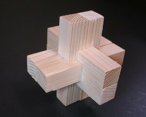 【現代アート】6本組木(I型) 難易度3 組木パズル 極美品 新品未使用 組木細工