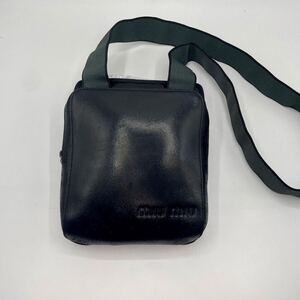 ◎arahive /miu miu◎ leather shoulder bag アーカイブ 90年 00年 ミュウミュウ レザー ショルダーバッグ ロゴ型押し 1円 ●ブラック 黒