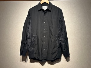 ♪送料無料★sacai★名作★ドッキング ポプリン シャツ★Docking Poplin Shirt★サカイ★MA-1★再構築★AD2024★03326M★黒×黒★1(S)♪