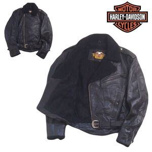 極美 肉厚極暖 HARLEY DAVIDSON 牛革 ダブルライダースジャケット レザージャケット 裏ボア ムートン メンズ ハーレーダビッドソン 2501194