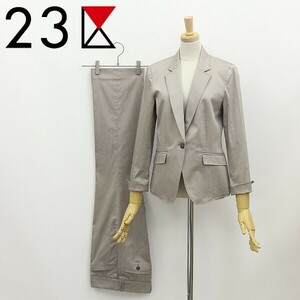 ◆23区 ストレッチ 1釦 ジャケット＆フレア パンツ スーツ セットアップ グレージュ 38/36