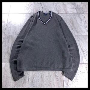 90s 00s OLD GAP チルデン コットンニット グレー ネイビー