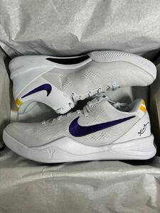 1円 送料無料 元箱 新品 NIKE KOBE 8 PROTRO White and Court Purple ナイキ コービー プロトロ コートパープル US9 27CM レイカーズ snkrs