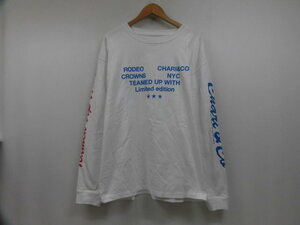 CHARI&CO × RODEO CROWNS 木梨サイクル ロデオクラウンズ ロングスリーブTシャツ ロンT スリーブロゴ 長袖 トップス ホワイト 白 Lサイズ