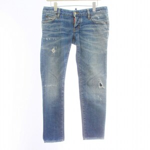 DSQUARED2 13SS SUPER SLIM CROPPED デニムパンツ ジーンズ ボタンフライ ダメージ加工 リペア加工 42 L S72LA0513