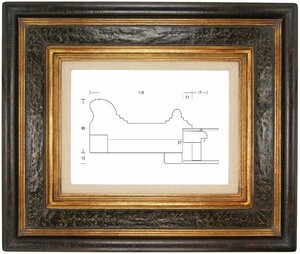 額縁 油彩額縁 油絵額縁 木製フレーム SACA04-03 金+黒 サイズP4号