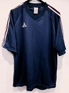 ◎送料無料【 adidas 】Vネック ドライTシャツ 半袖 J Mサイズ ダークネイビー ★ アディダス スポーツ カットソー 速乾性 快適