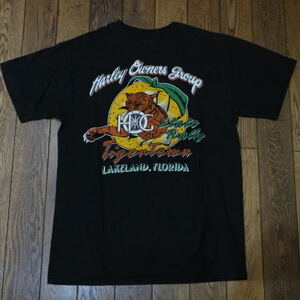 90s USA製 Harley Davidson Tシャツ M ブラック HOG HARLEY OWNERS GROUP タイガー ハーレーダビッドソン 両面プリント ヴィンテージ