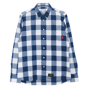 WTAPS ダブルタップス 15AW BLOCK CHECK L/S/SHIRT. COTTON.TEXTILE ブロックチャック ロングスリーブ シャツ コットン ネイビー 長袖 Julk